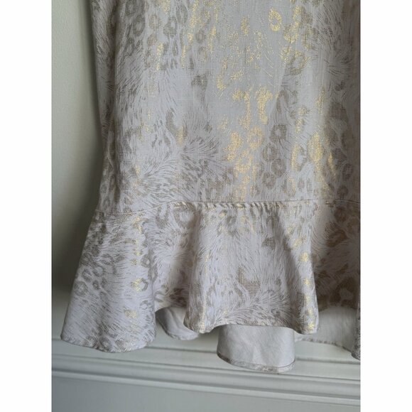 Catherines Women’s 1X Tulip Skirt Ivory Metallic Gold Leopard Cocktail Church - Picture 3 of 8